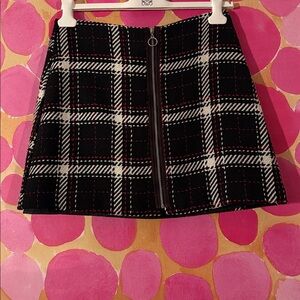 Naked Wardrobe Black and White Plaid Medium Lined Mini Skirt